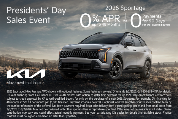 2026 Sportage 0% APR Offer